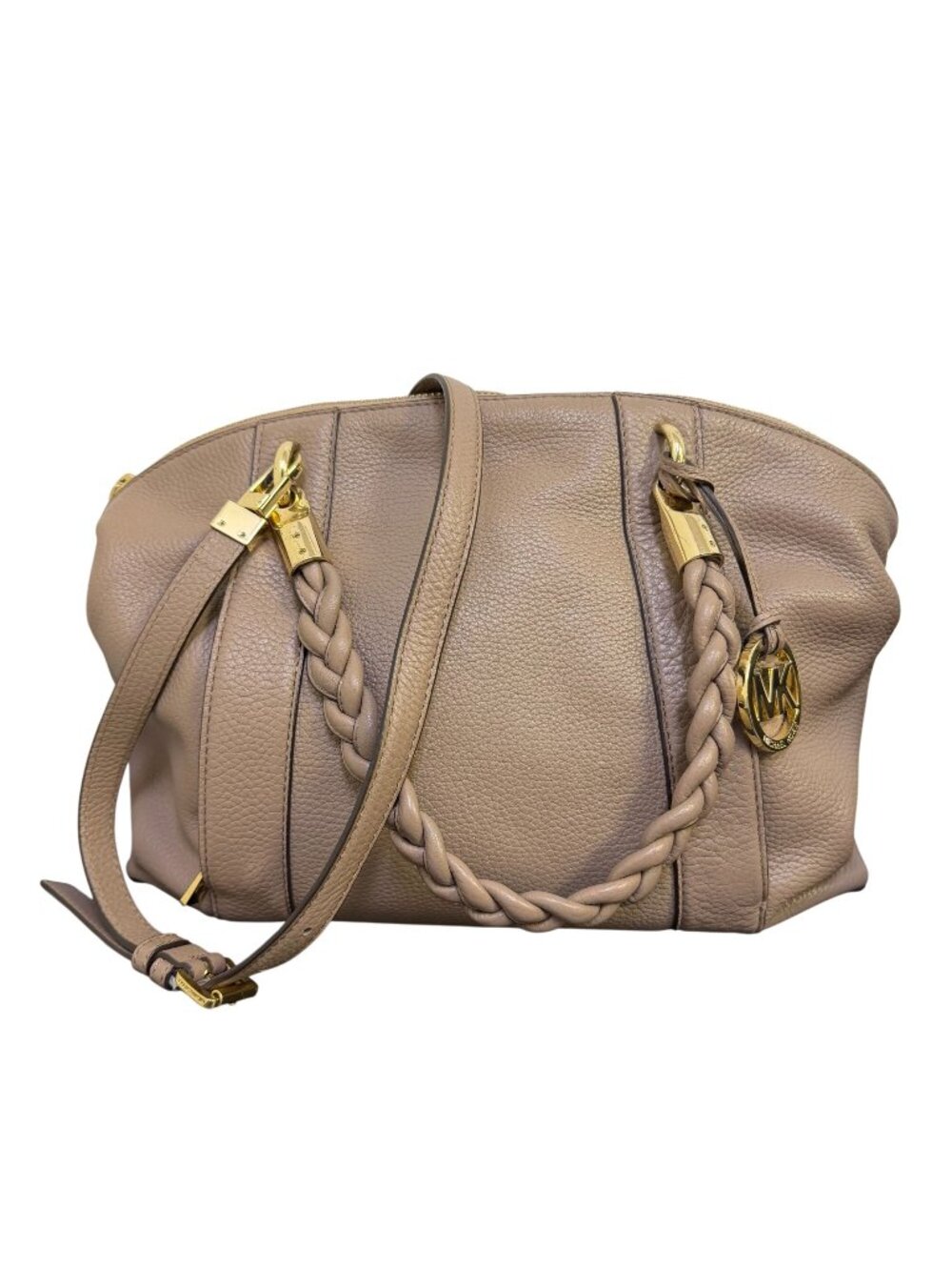 Michael Kors Naomi Taupe Pebbled Leather Satchel Purse